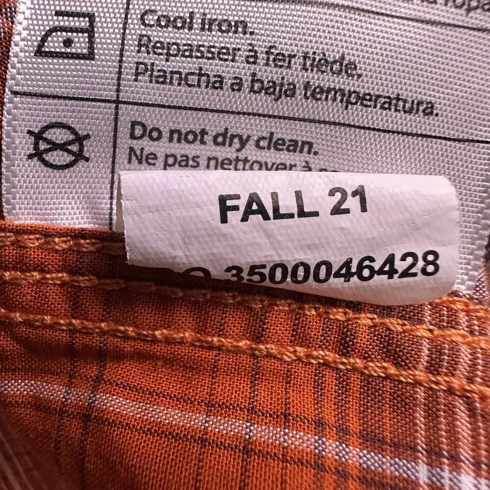 Carhartt Men’s‎ XL Pearl Snap Orange Plaid Relaxed Fit Rugged Flex